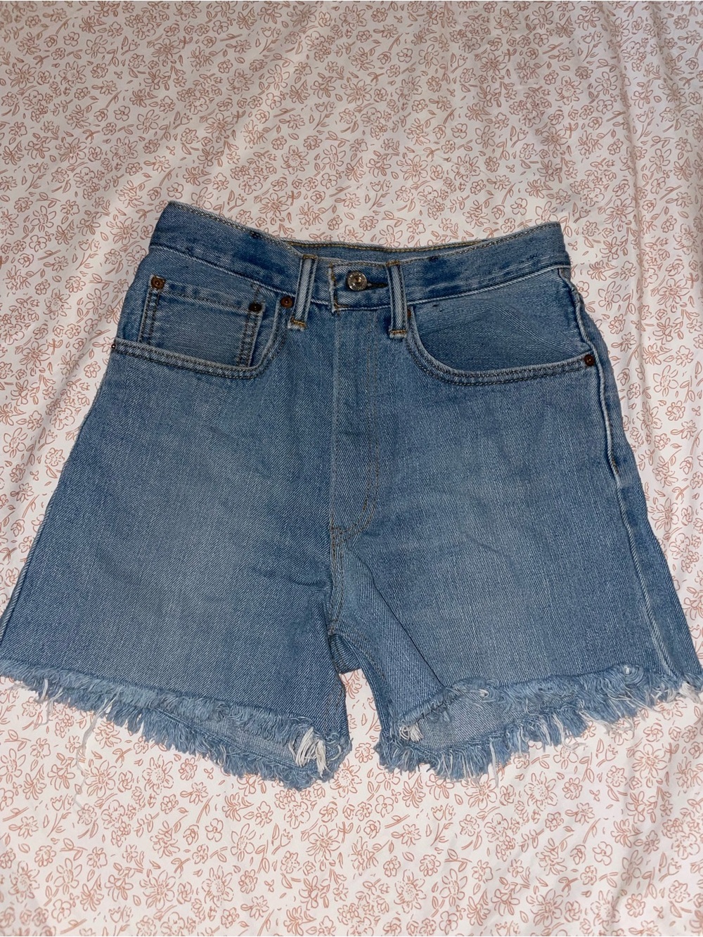Levi's Light Blue High-Rise Cutoff Denim Shorts